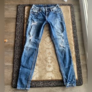 Silver. Skinny Jeans. Size 27.